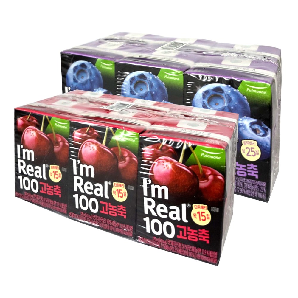 아임리얼100 고농축 120ml (6팩) 1개씩 블루베리 + 타트체리 14,600원