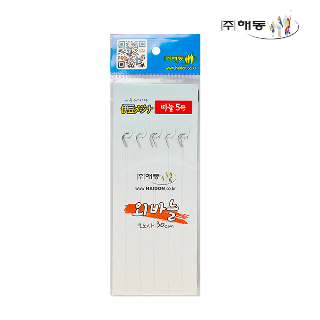 해동 민물낚시 붕어묶음 긴목줄 외바늘 이두메니자 모노줄 미늘 1,800원