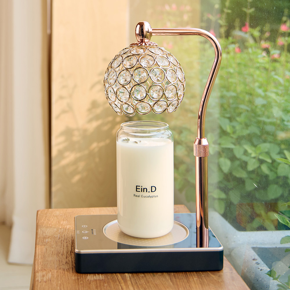 캔들백화점 핸드메이드 크리스탈 비주 터치타이머 캔들워머 천연 에센셜 아로마 소이 캔들 세트, 비주 로즈골드 블랙TT, 리얼 유칼립투스 캔들 460g 61,330원