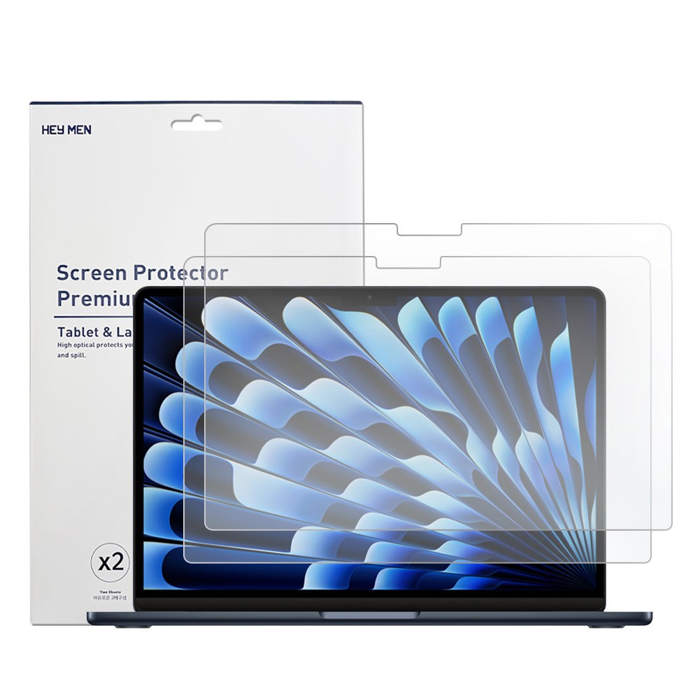 헤이맨 맥북 에어 15 인치 M3 M2 블루라이트 차단 액정 보호 필름 2매, 1세트 11,900원