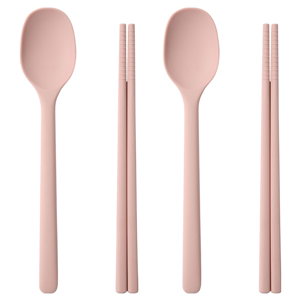이지실리 아동용 스퀘어 실리콘 디저트 수저 세트, 연핑크, 2세트, 숟가락 + 젓가락 9,900원
