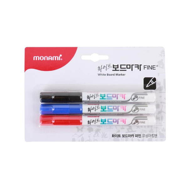 모나미 화이트 보드마카 FINE, 흑색+청색+적색, 1개 1,200원