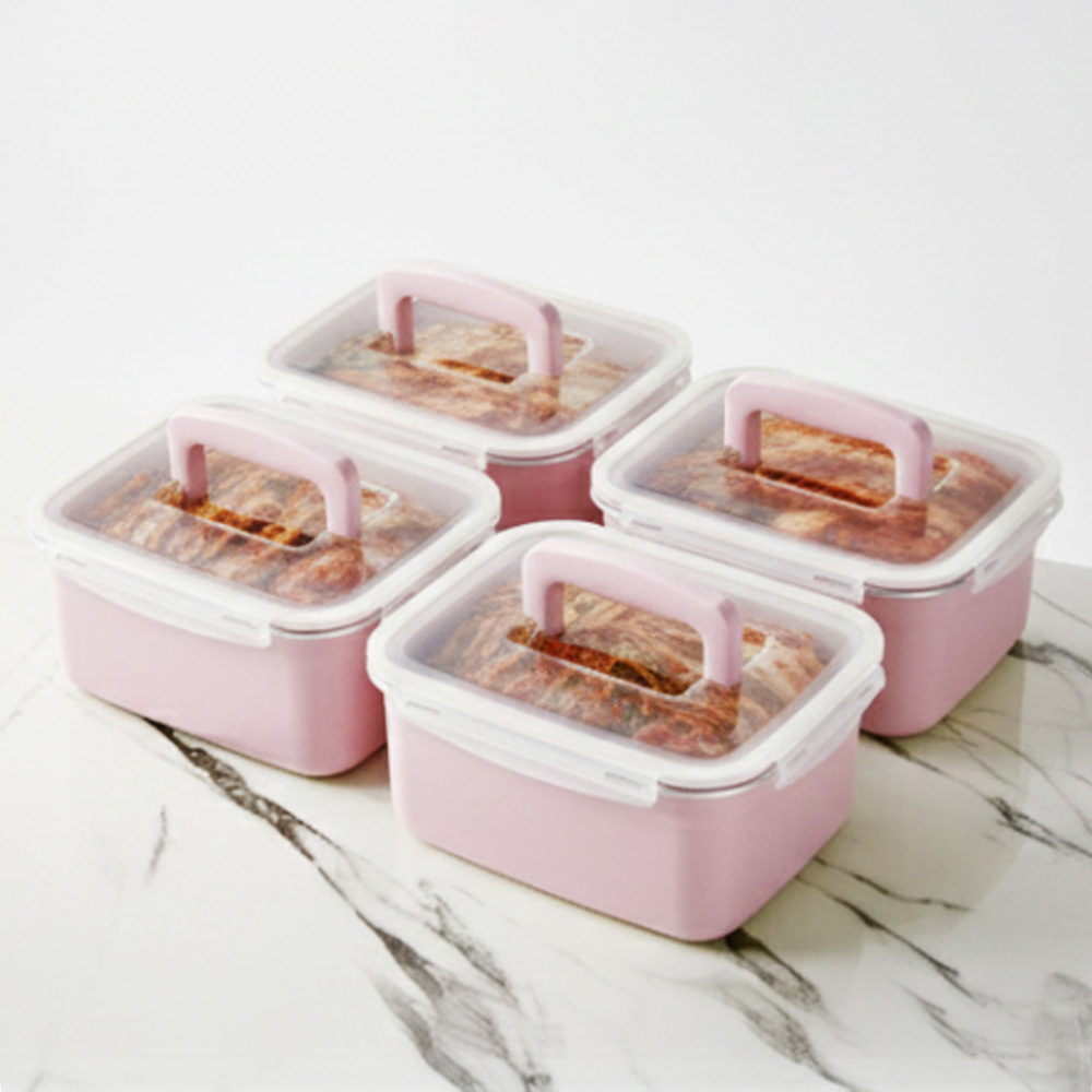 에브리 직사각 스텐 밀폐 김치통 핑크, 3.5L, 4개 43,800원