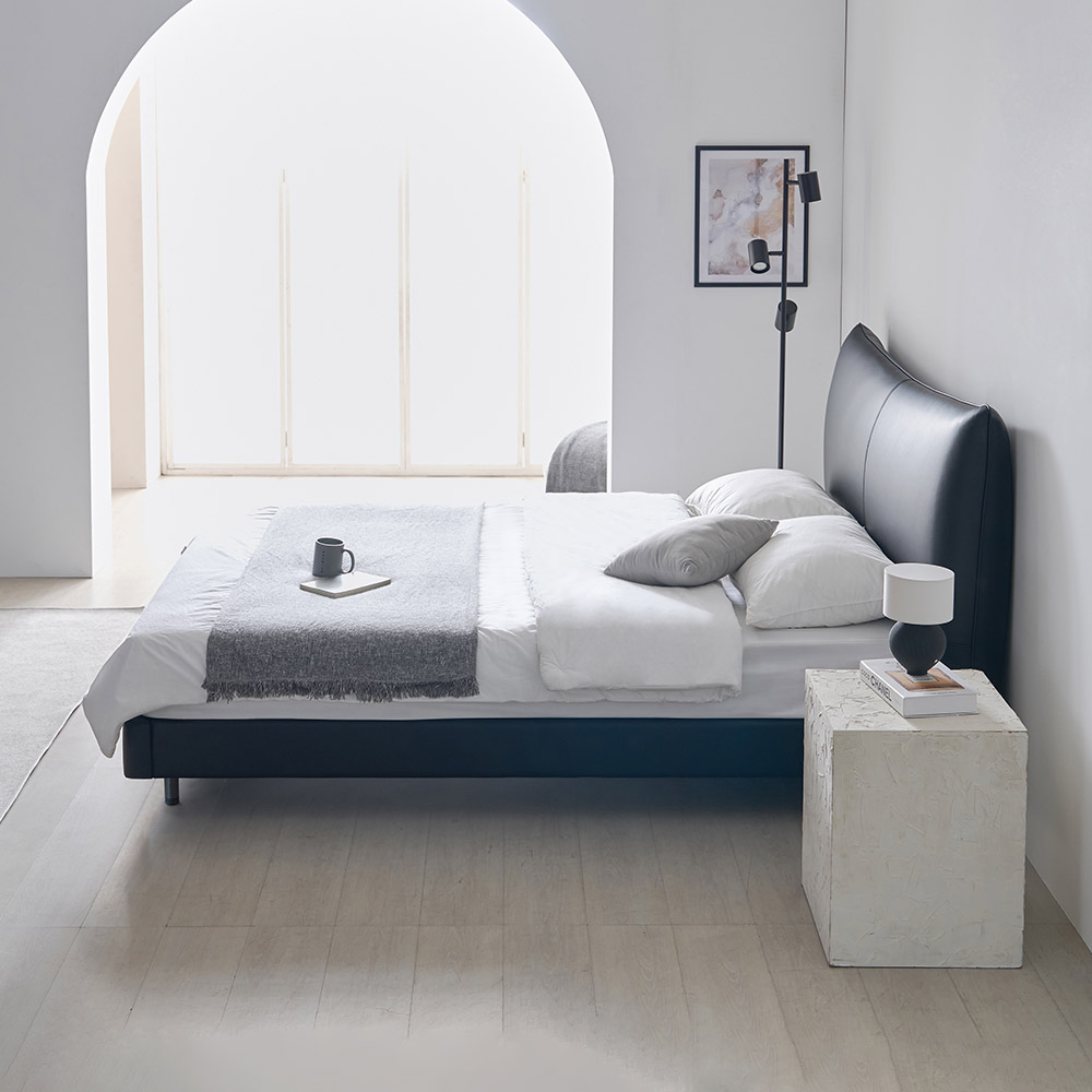 라로퍼니처 스테디 1500 1800 가죽 호텔식 Q LK 침대 + 40T 라텍스 매트리스 포함 퀸 라지킹 프레임, 블랙 671,000원