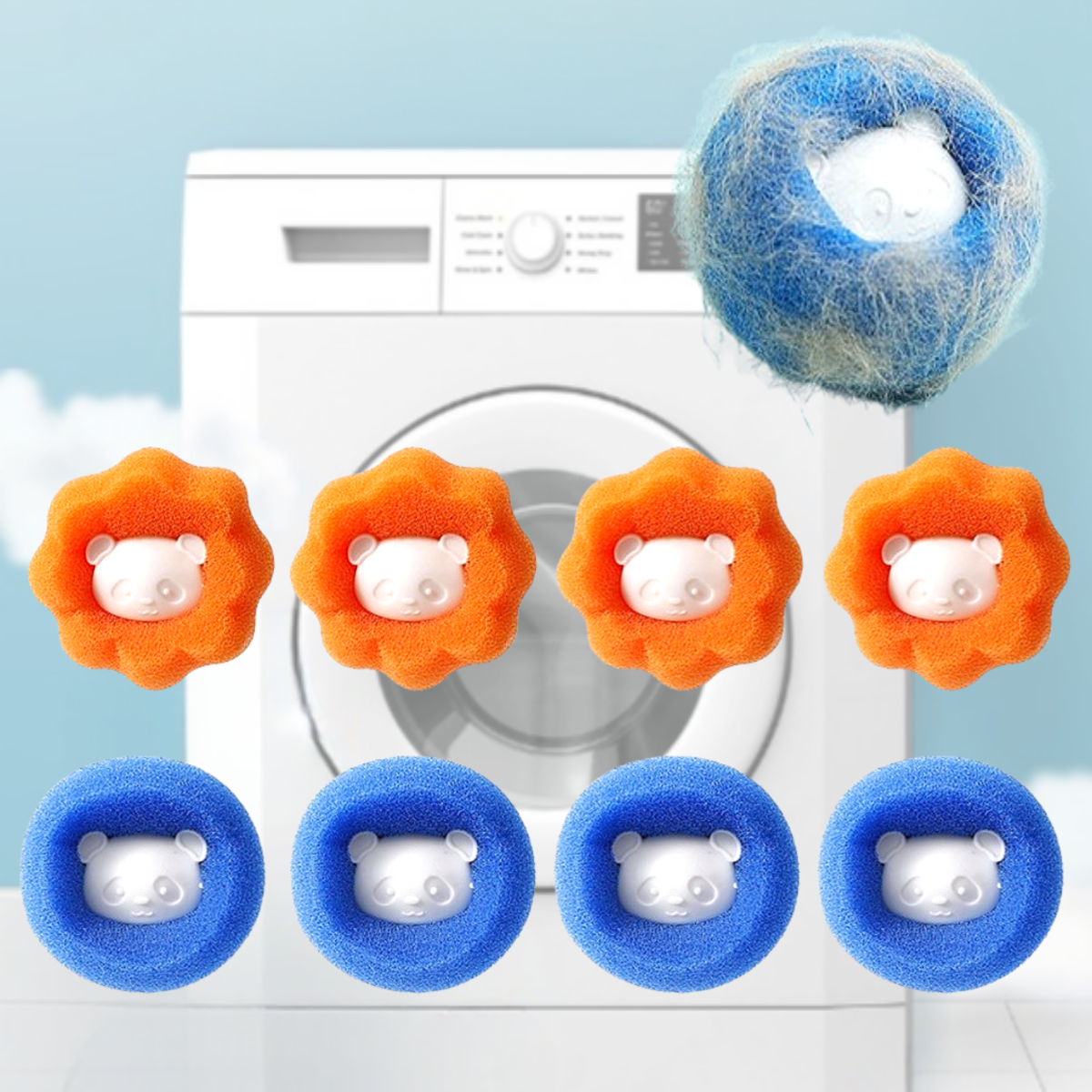 오너백 엉킴방지 먼지제거 세탁볼, 8개, 오렌지+블루 10,000원