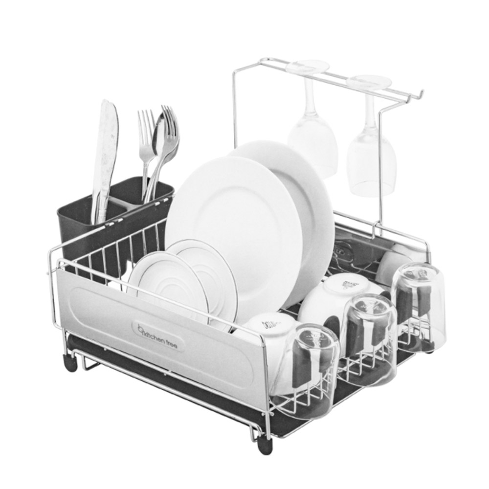 키친프리 알뜰형 1단 스텐 식기건조대 컵걸이 42,000원