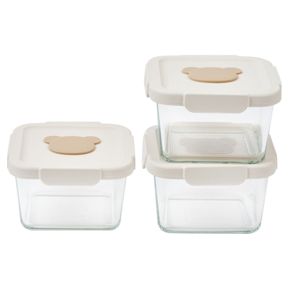 글라스락 유아용 곰돌이캡 정사각 이유식 보관용기, 580ml, 투명, 3개 27,700원