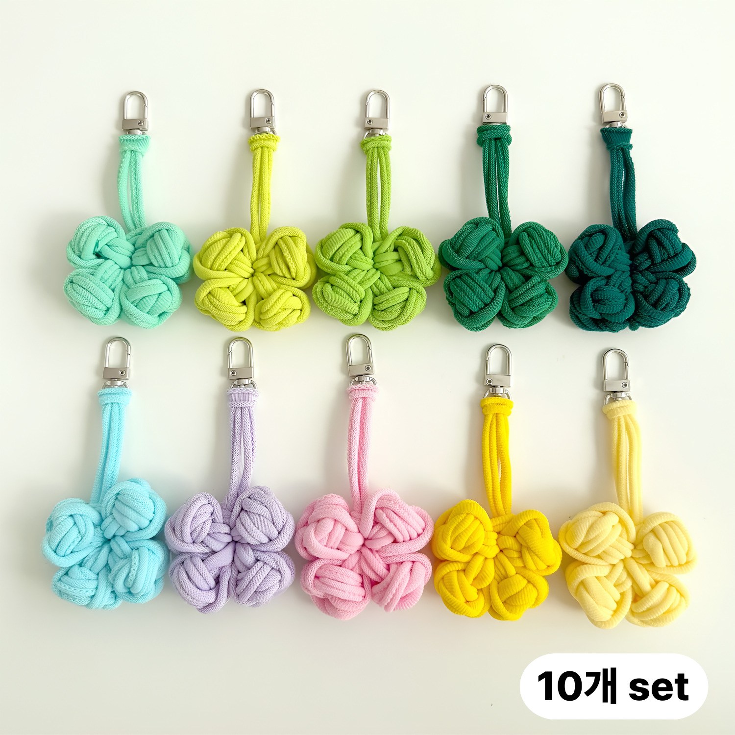 양말목 공예 네잎 클로버 키링 만들기 diy 업사이클링 열쇠고리 환경 교육 교구 행운 선물, 클로버  혼합색 10개, 1세트 18,200원