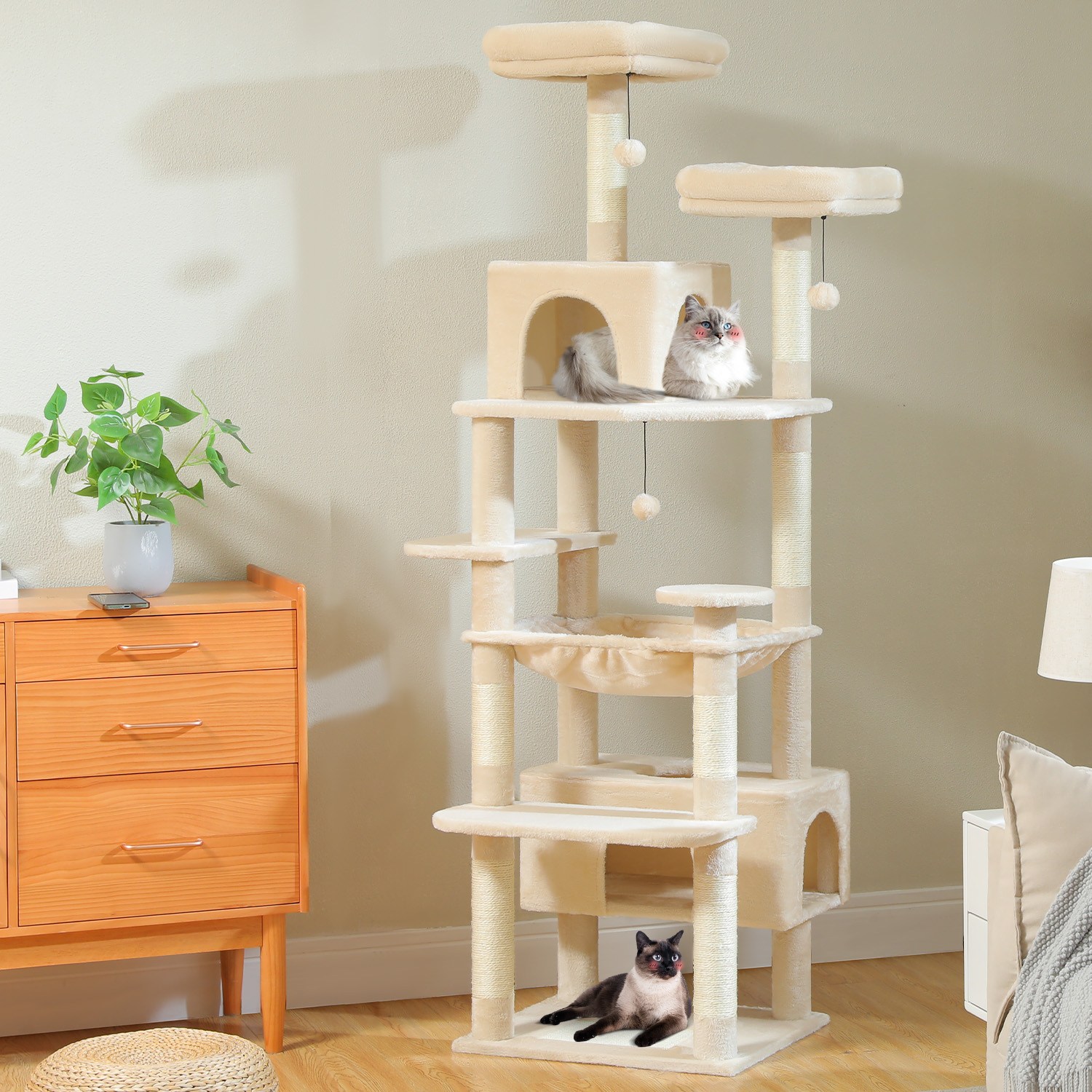 PAWZ Road  8단 대형 다색 고양이 패브릭 캣타워180CM ,꽃 선인장 조형,큰 사이즈 숨숨집+ 해먹+ 탑 라운지 80,560원