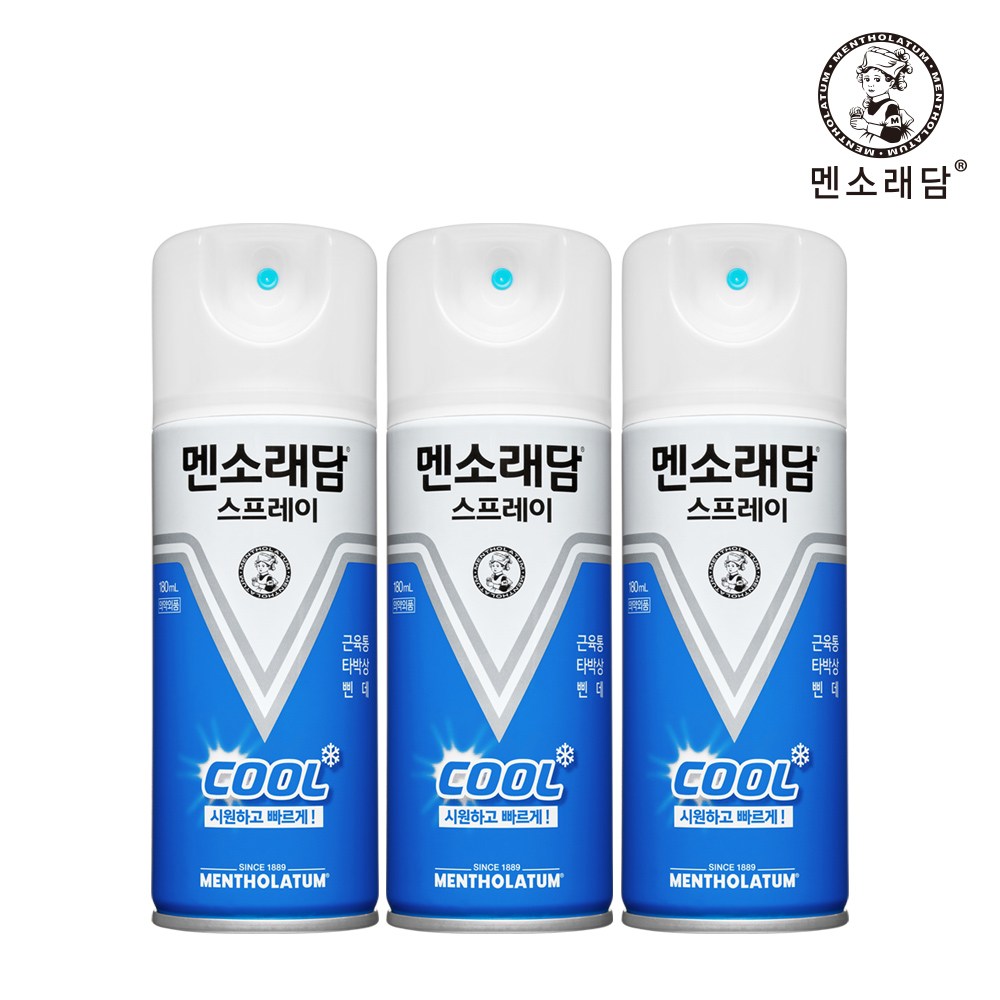 멘소래담 스프레이 파스 ( 쿨타입 180ml / 핫타입 180ml / 딥앤쿨 150ml ) 3개 11,900원