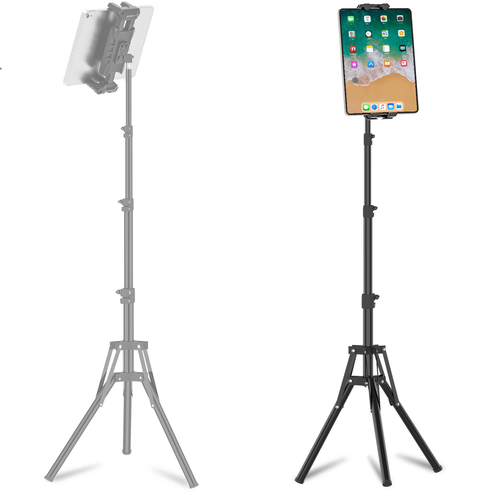 3단 조절 접이식 태블릿 삼각대 5.3-13.5인치 iPad Pro 갤럭시탭 S9 호환 360도 회전 휴대폰 거치대, 1개, 블랙, CJB-014-BK 42,990원