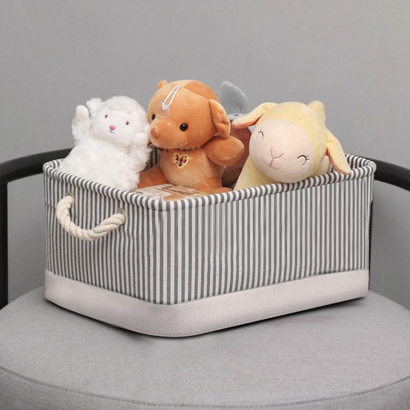 모아봐 손잡이가 달린 두꺼운 수납 바구니로 잡화와 장난감을 보관하세요, 2개, 줄무늬 9,980원