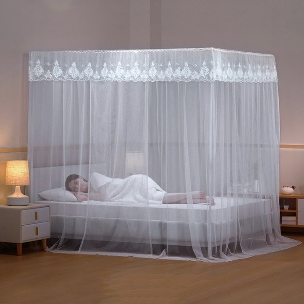 침대 레이스 모기장 사각 커튼형 침실 방충망 인디블루 124,500원