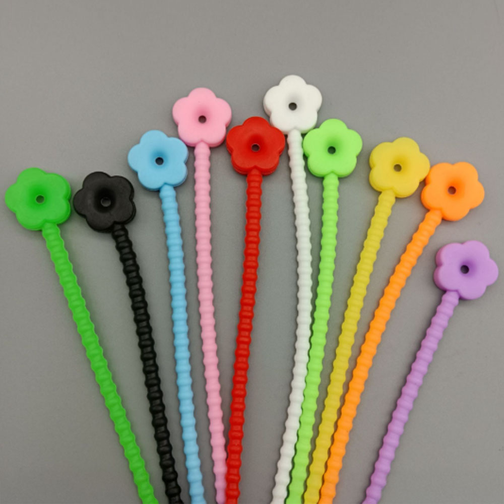 앞날창창 말랑 실리콘 키링고리 스트랩 케이블타이 플라워, 랜덤발송, 10개 3,220원