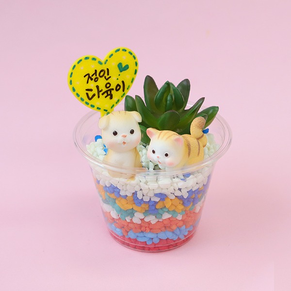 정인아트 2-다육이 테라리움 만들기-고양이 1인set 3,800원
