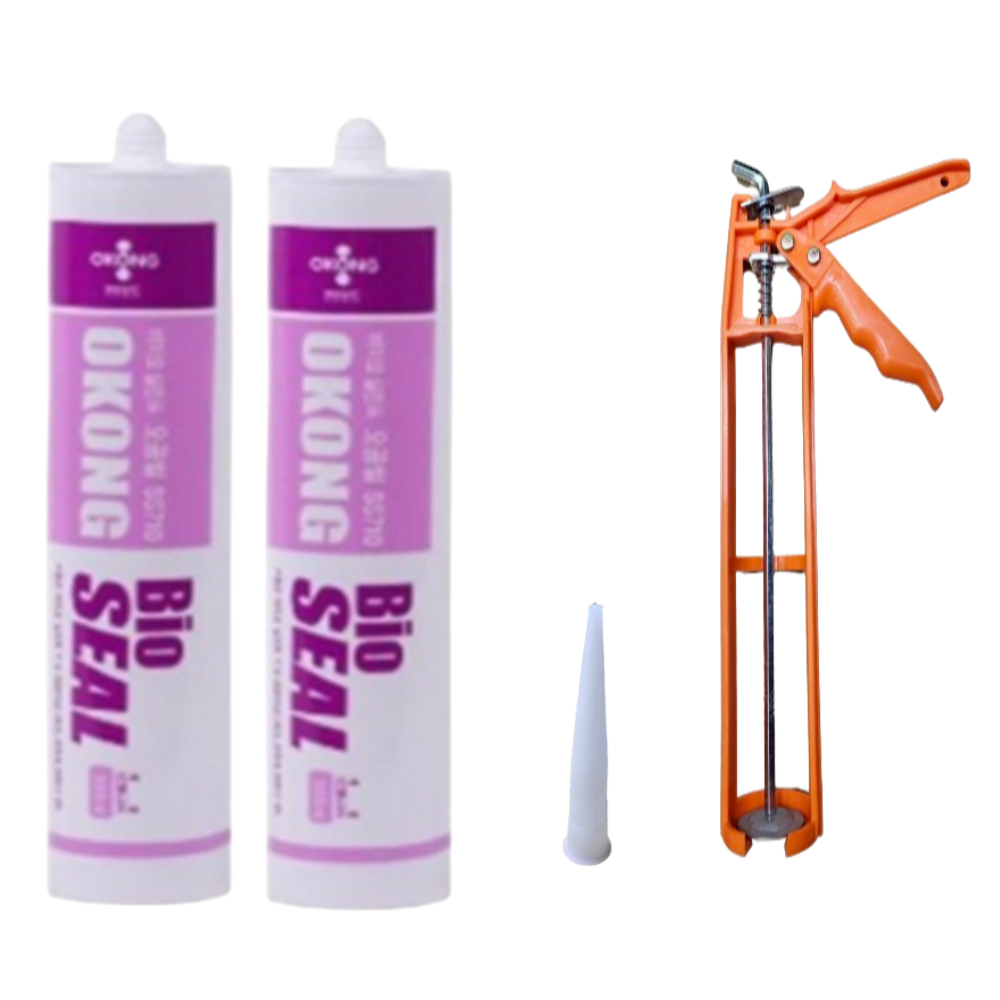 오공 욕실용 실리콘 바이오 실란트 SS710 2개 + 실리콘 건 세트, 2세트 27,300원