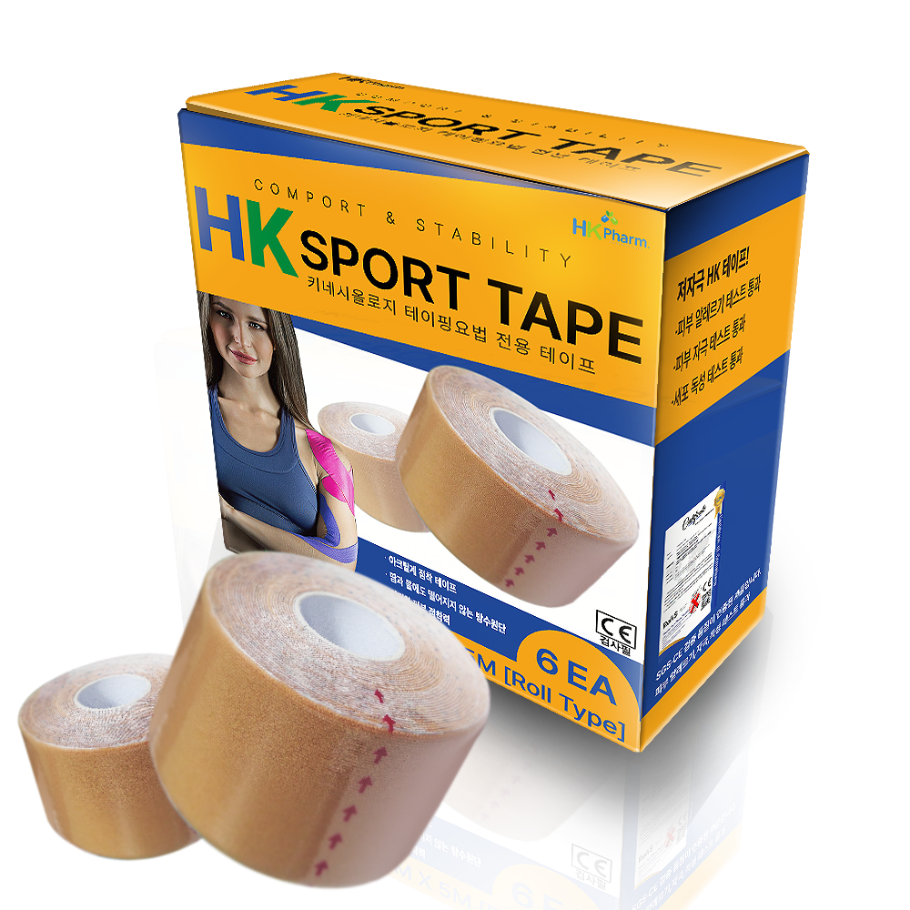 HK 스포츠 테이프 키네시올로지 테이핑 5cmX5m 베이지 6개입 10,000원