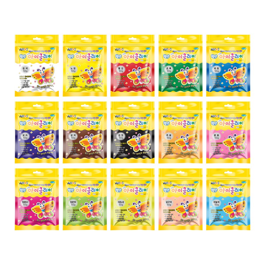탱탱 아이클레이 50g 지퍼 파우치 낱색 12색 단색 아모스 1,990원