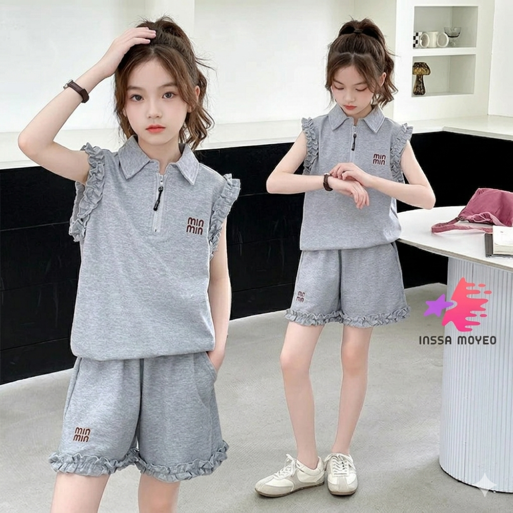 인싸모여 초등 여아 여름 상하복 반집업 프릴 상하복 31,900원