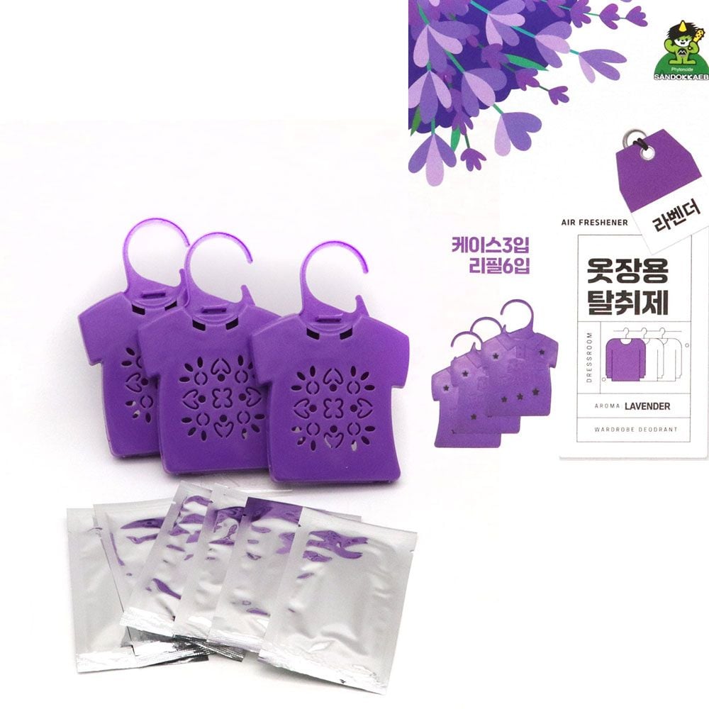 산도깨비 옷장탈취제 라벤더 3개입+리필6매입 탈취제 1EA 3,580원