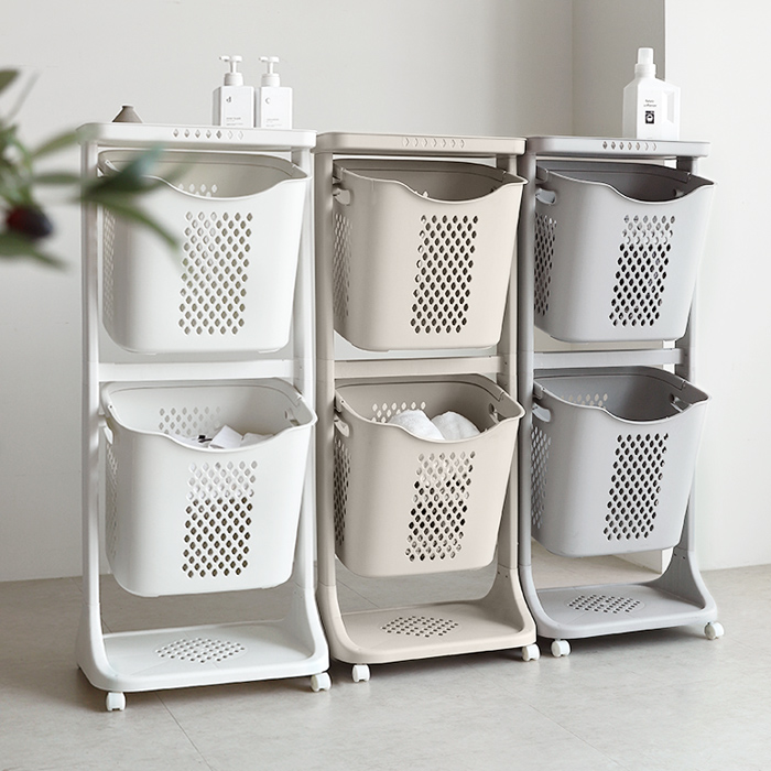 VER.2 대용량 트롤리 스윙 2단 빨래바구니 18,900원