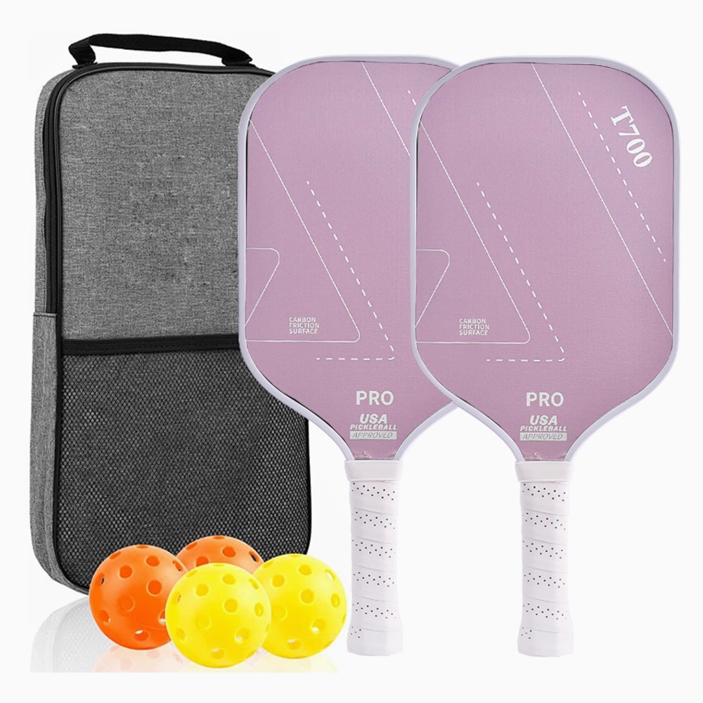 피클볼 라켓 전문가용 카본 섬유 패들 USAPA공인 피클볼 T700 가방 볼 세트, 2세트, 핑크 78,000원