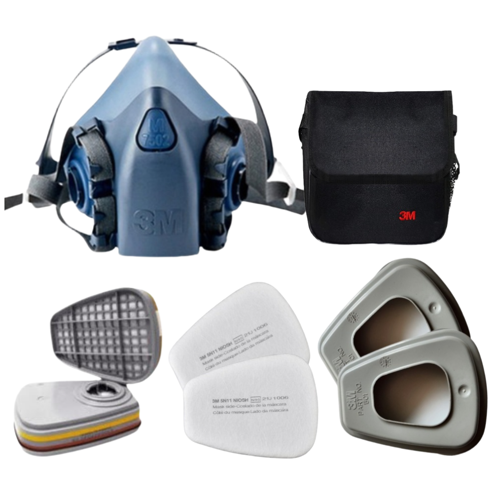 3M 양구형 면체마스크세트 7502(1개)+6003K(2개)+5N11(2개)+501(2개)+ 방독면가방(1개) 71,800원