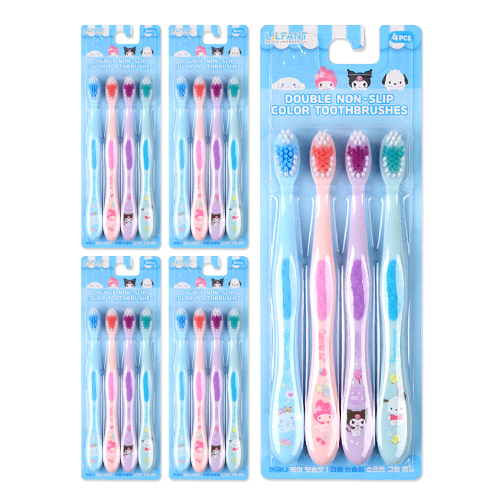 릴팡 산리오 더블 논슬립 컬러 칫솔 4pcs 주니어용 4~13세, 5개, 4개입 17,900원