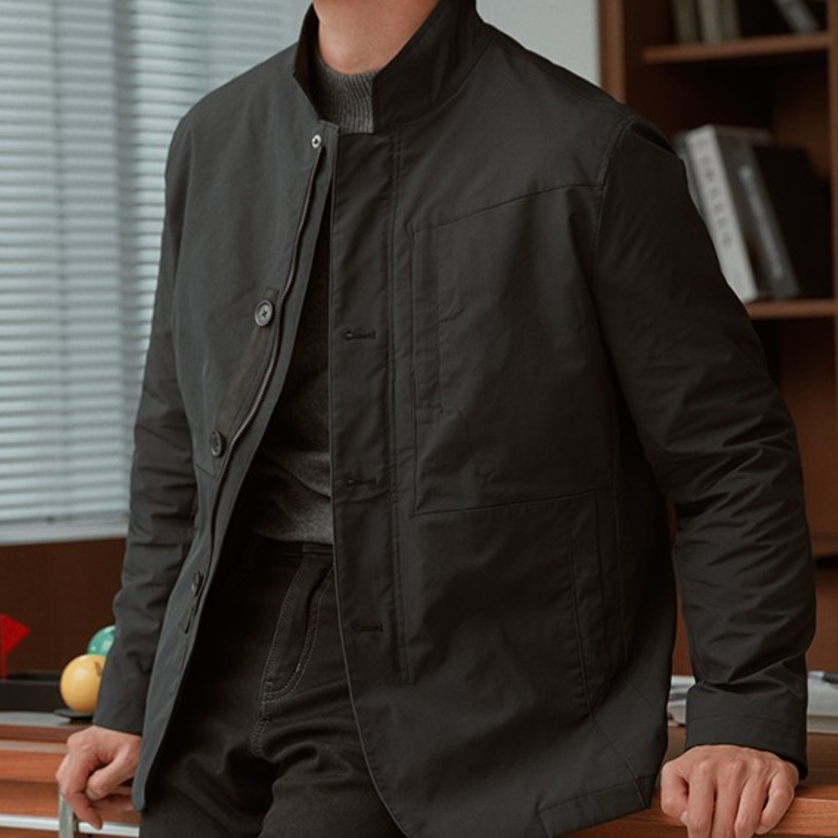 빌트모아 남성 봄 가을 겨울 디테쳐블 카라 사파리 점퍼 방수 자켓 98,000원