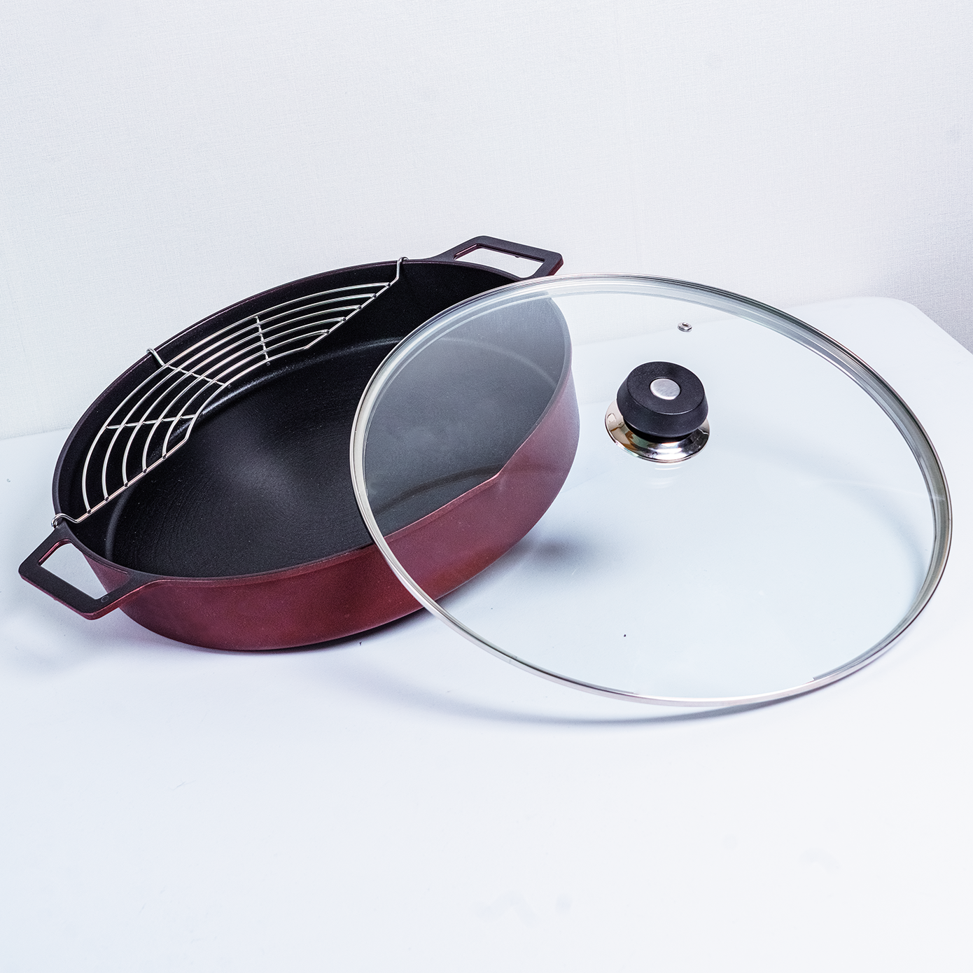 [국산] 퀸센스 IH 인덕션 전골냄비형 깊이 7cm 그리들 (뚜껑, 고기망 포함), 1개, 36cm 47,800원