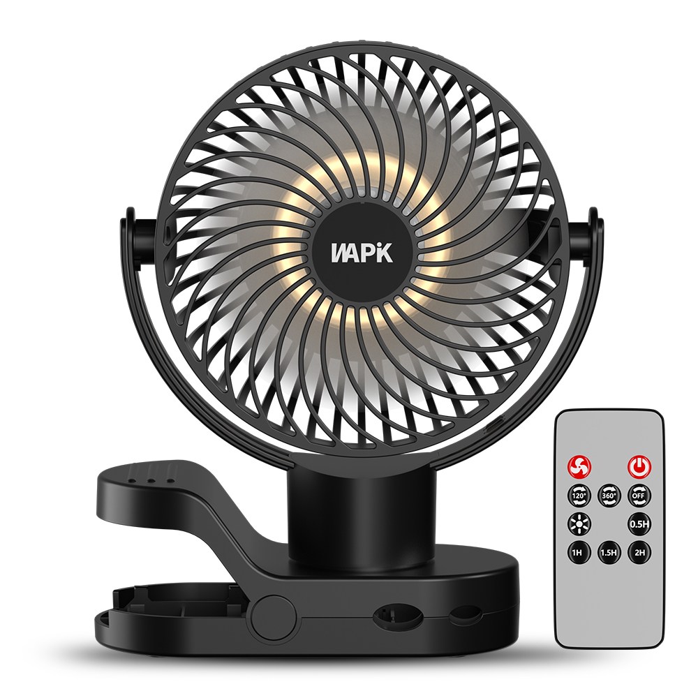 와피크 미니 무선 집게형 선풍기 F8 Pro 클립 무드등 좌우회전 휴대용 BLDC, 블랙 87,900원