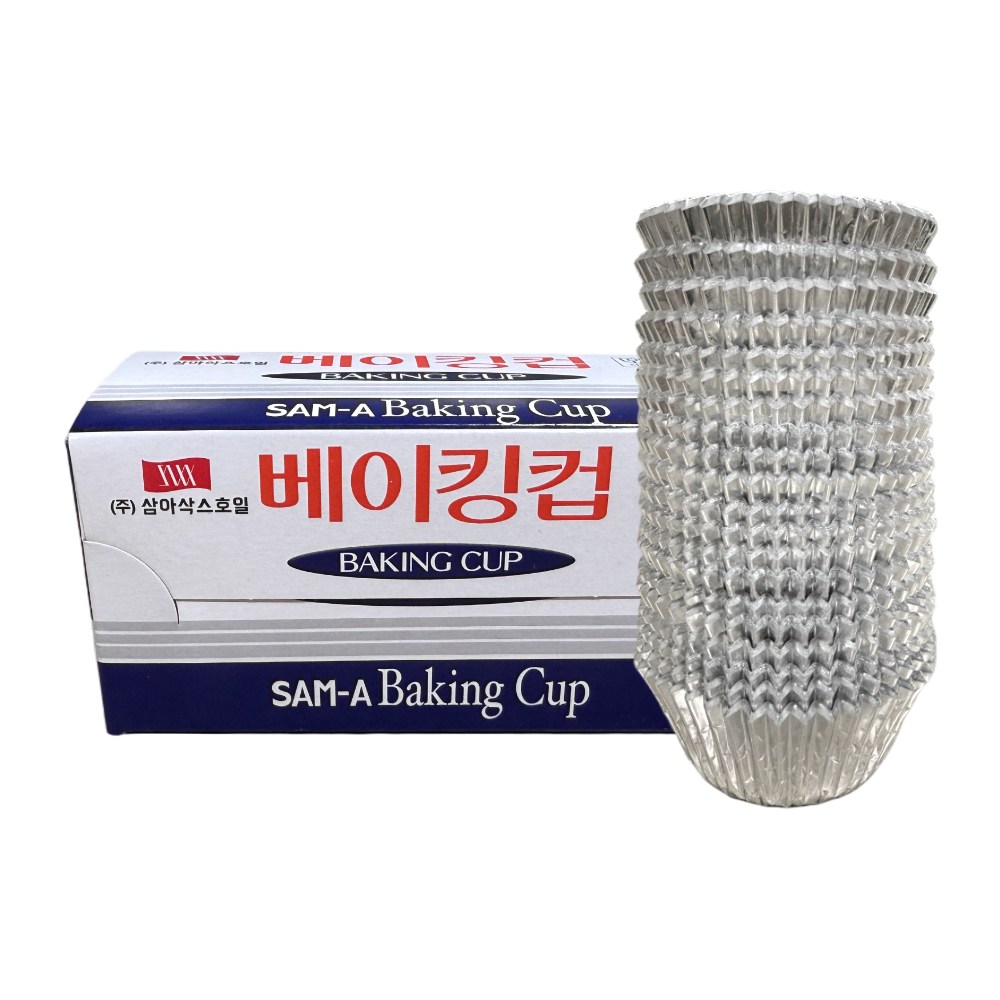 삼아 알루미늄 은박 베이킹컵 45mm 200개입 유산지포함, 1박스, 은색 9,900원