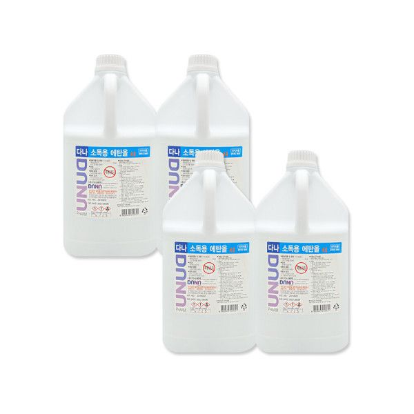 다나제약 에탄올4L 알콜83% 공간소독 4개 48,850원