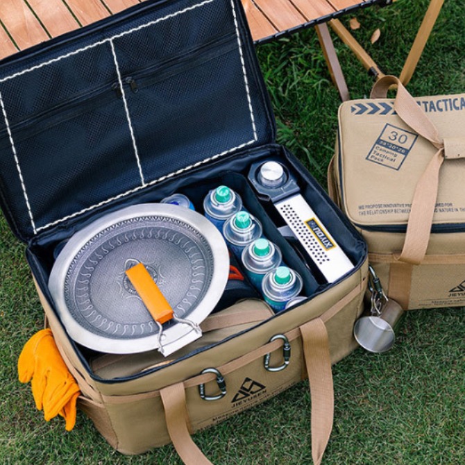 리바시안 대용량 방수 캠핑 차박 피크닉 장비 다용도 정리함, 카키 42L, 1개, 1단 32,100원