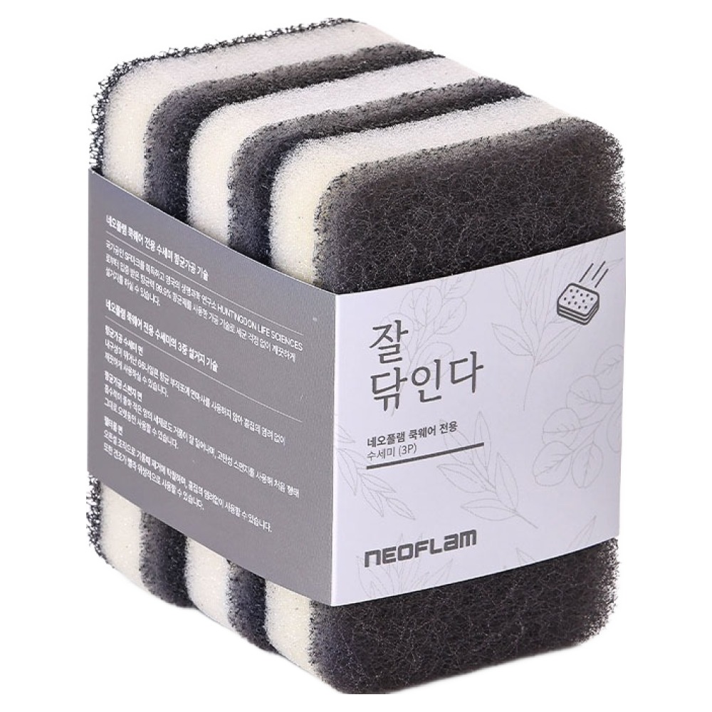 네오플램 3중 무흡집 스크레치방지 주방 수세미 3,600원