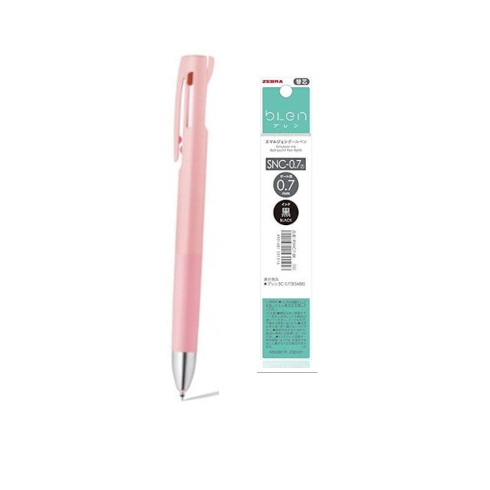 제브라 유성펜 블렌3C B3A88-BK 0.7mm 핑크+ 멀티리필심 0.7mm 블랙 12,700원