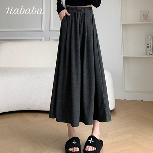 나바바 NS309 여성 심플 데일리 무지 A라인 기모 밴딩 스커트 21,800원