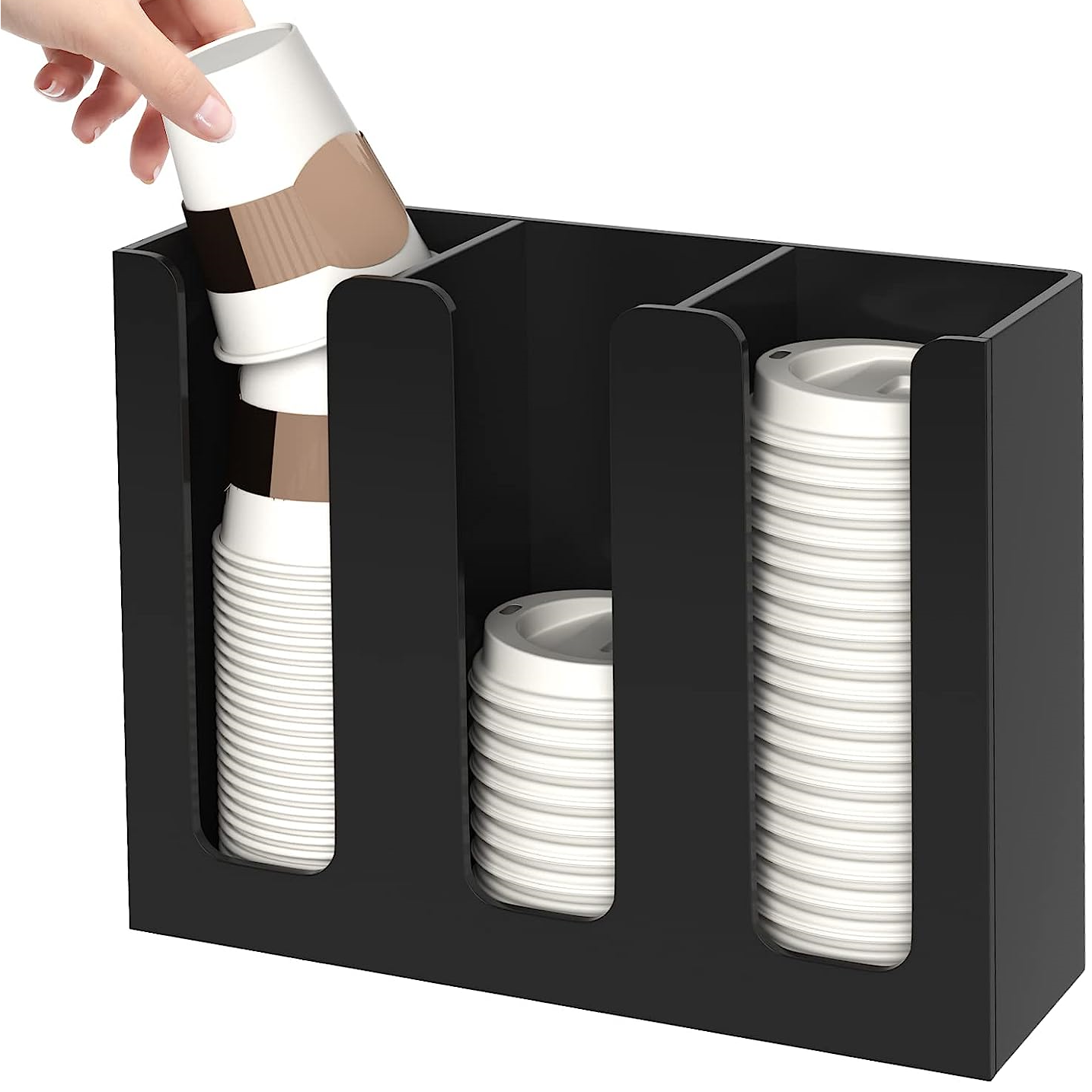 카페용품 테이크아웃 컵홀더 컵디스펜서 3구 종이컵수거함 카페 탕비실 빨대 스트로우 뚜껑 컵 보관함 정리대 거치대 3열, 1개 27,900원