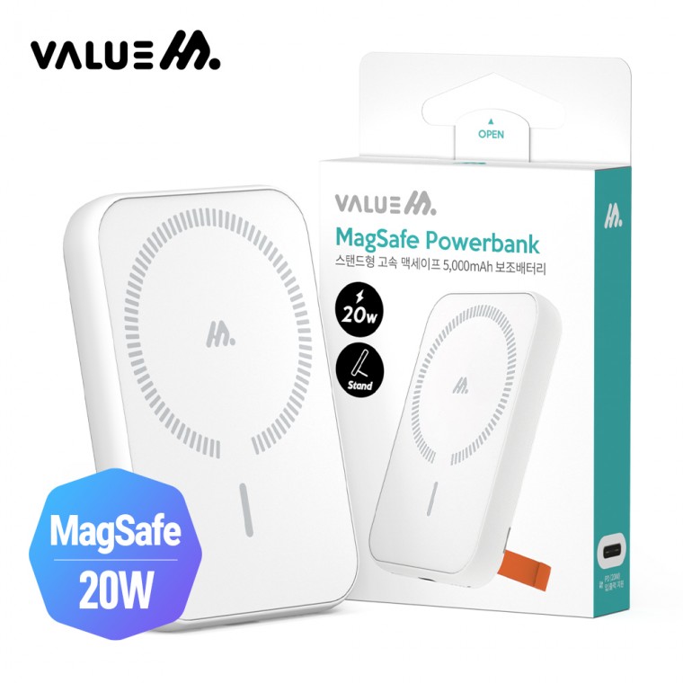 iphone 맥세이프 스탠드형 밸류엠 magsafe 휴대용 보조배터리 가로 거치 5000mAh 세로 20galaxy 33,170원