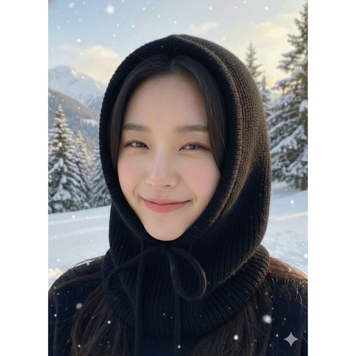 1+1 킹이레 앙고라 토끼털 니트 후드 넥워머 겨울 바라클라바 19,900원