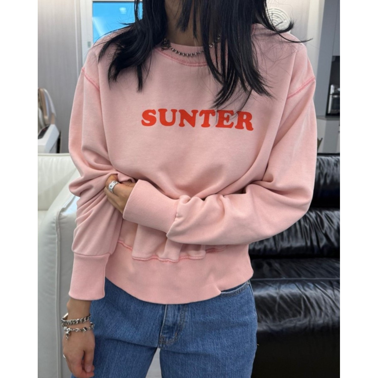 보뚜아스토어 여성 파스텔 라운드넥 레터링 핑크 옐로우 간절기 맨투맨 티셔츠 43,200원