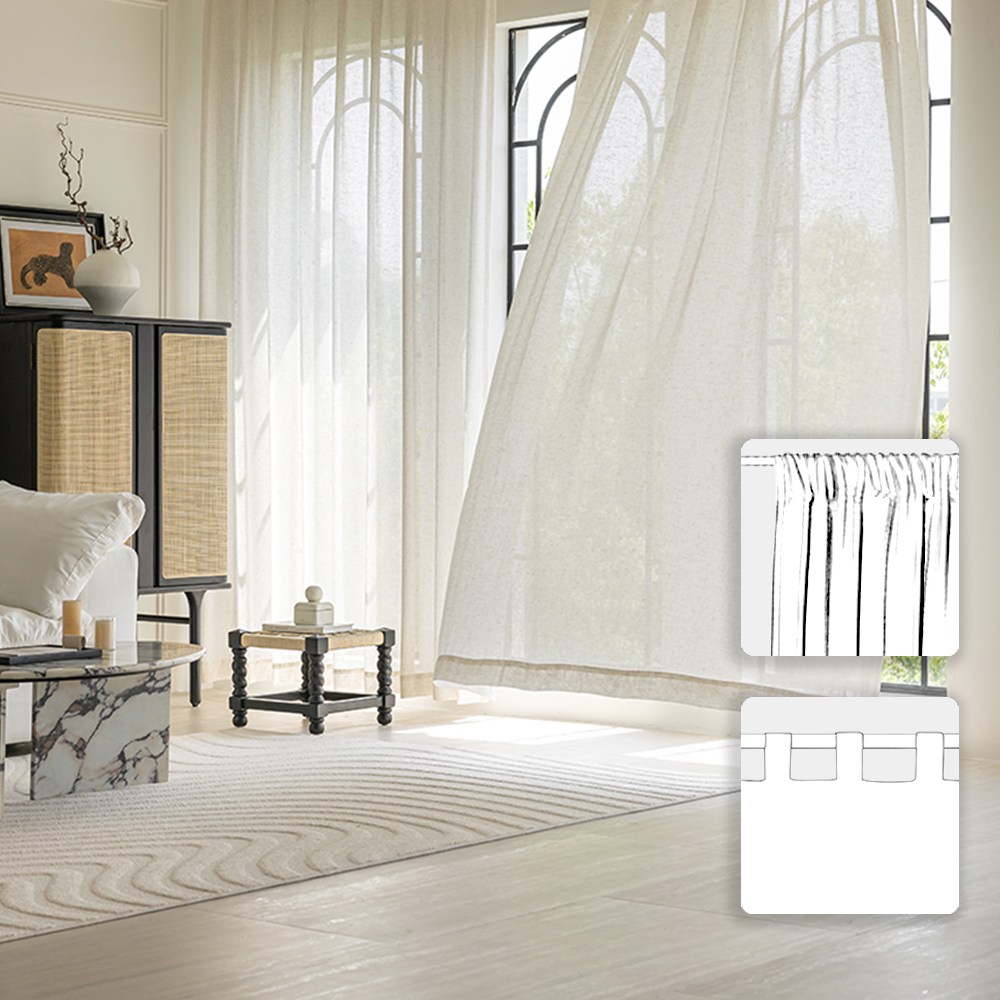 소르르 린넨커튼 민자형거실커튼 비침없는 린넨쉬폰커텐 거실커텐 창문형커튼 여름 중문커튼 화이트 1p/2p 22,000원