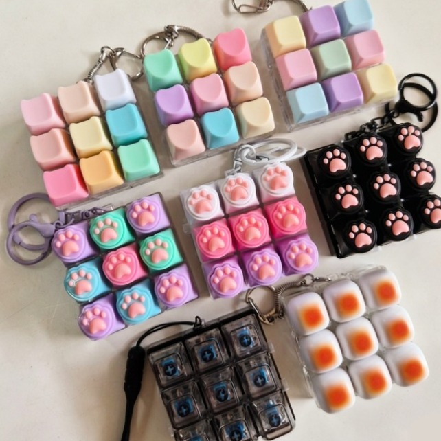 [제이무드] 불들어 오는 LED 키캡 키보드 키링 9캡 딸각이, 1개, 고양이 9캡키링, 현재가 10,200원