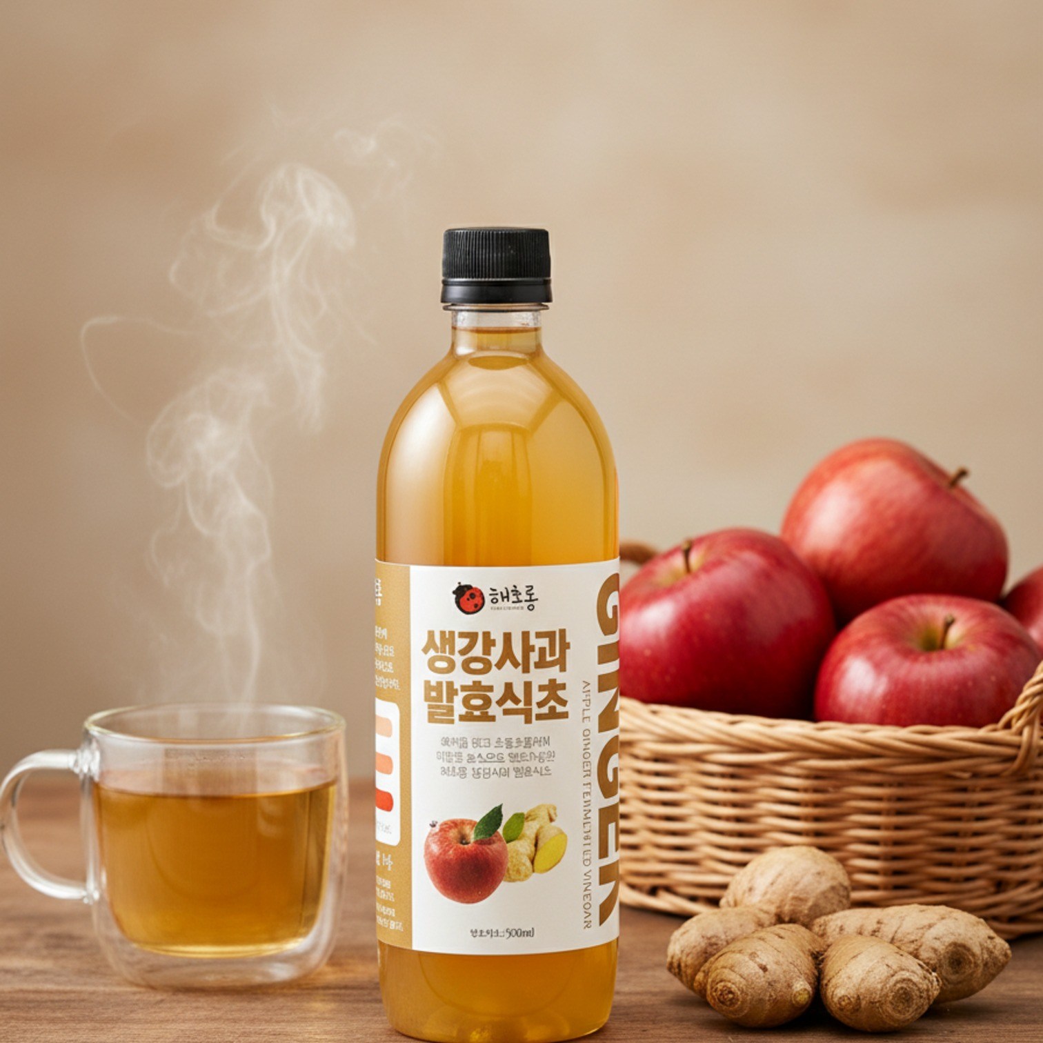해초롱 국내산 무첨가 천연발효 생강사과 발효식초, 1개, 500ml 13,900원