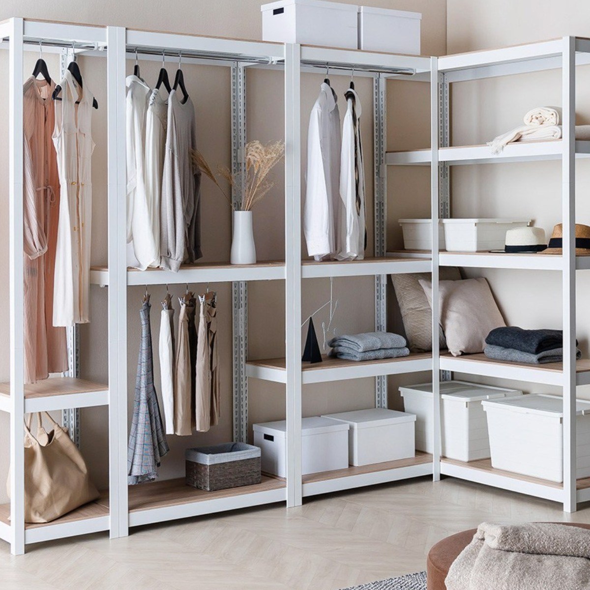 홈던트하우스 무볼트 조립식 드레스룸 시스템 행거 높이1950 3단 (봉2개), 블랙 116,500원