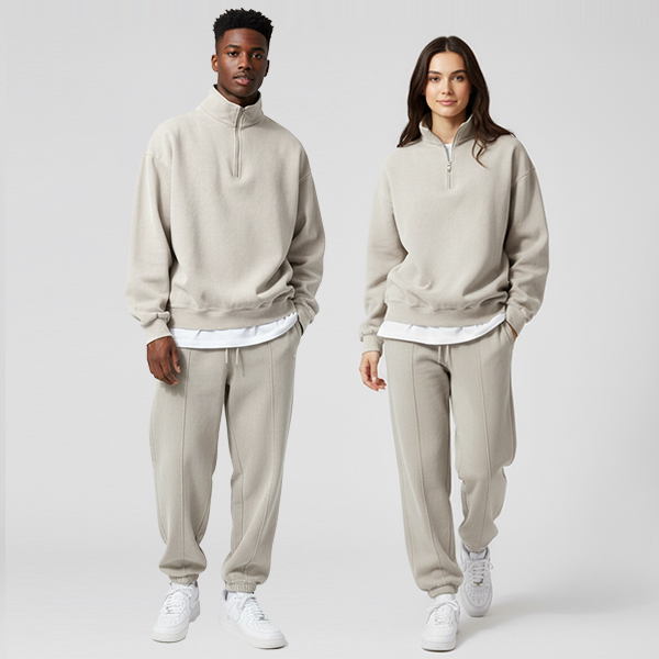 리얼슬로우 남녀공용 피그먼트 오버핏 하프집업+피그먼트 밴딩 조거팬츠 세트, 현재가 66,800원