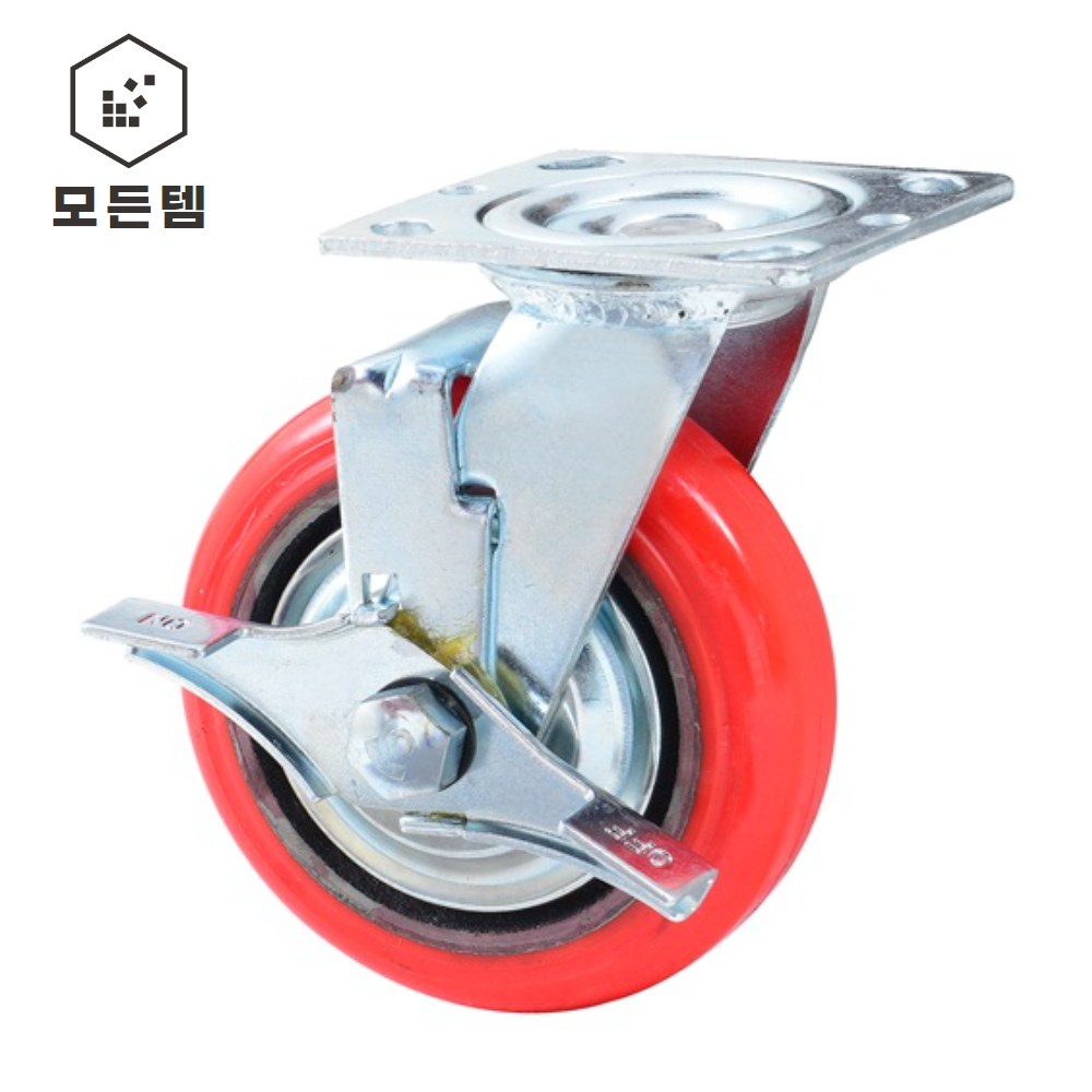 중량바퀴 5인치 회전브레이크 바퀴 우레탄 250kg 폭 40mm 국내제작 산업용 공장 캐스터 12,390원