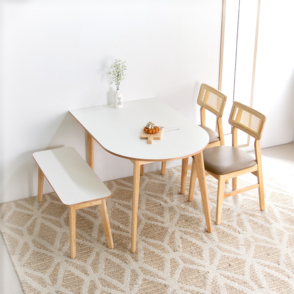 크림우드 1200x800 반원형 밀키 950 벤치 핸즈라탄 4인 세트 카페 인테리어 299,000원