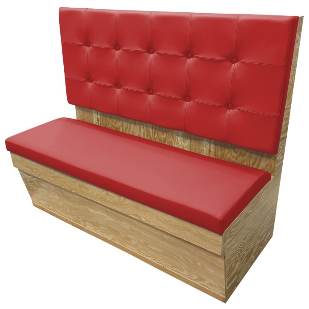 대성쇼파 수납 가능한 붙박이쇼파 의자 4인용(2000mm)-바둑단추형(컬러타입), 레드+밝은 프레임 702,600원