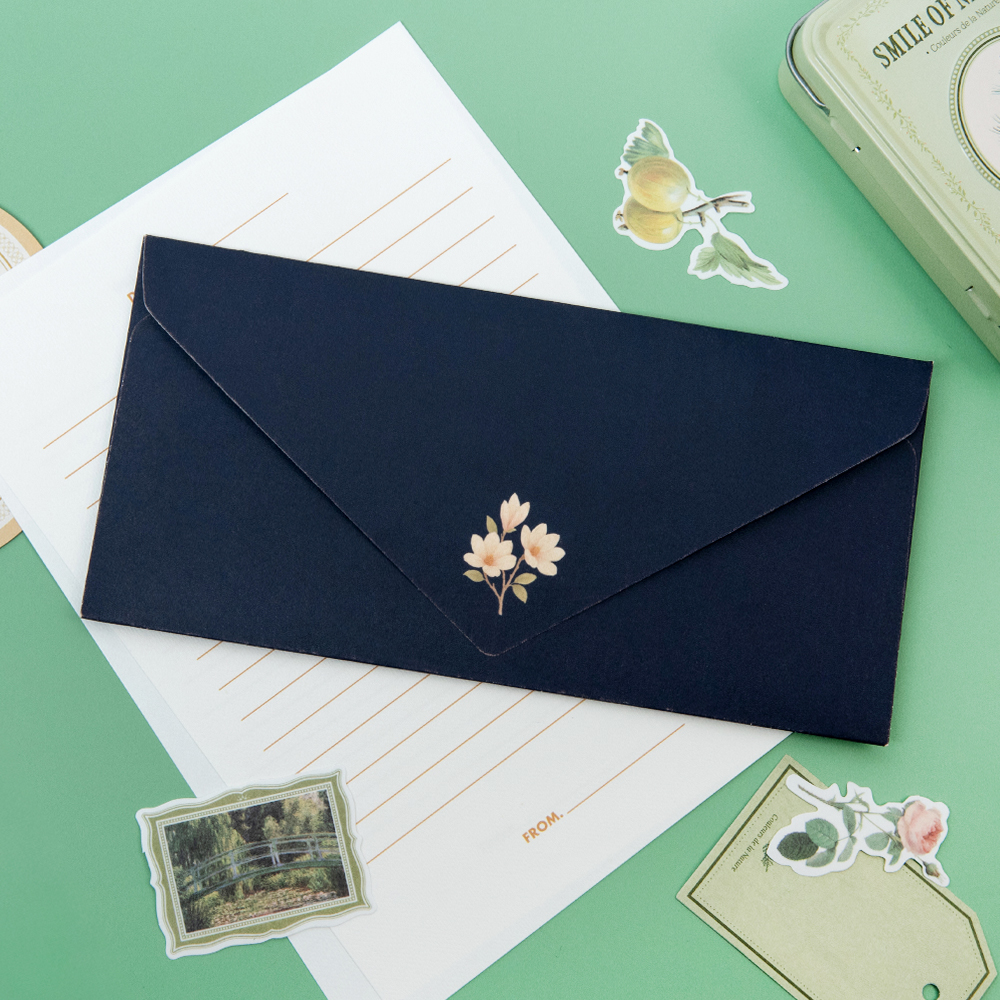 좋은기븐 프리미엄 용돈봉투 화단목련 10p, 스티커 12p, 청운색, 1개 6,400원